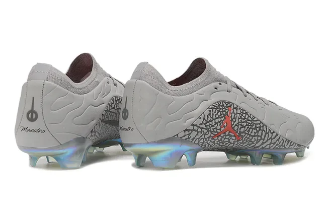 Air Jordan Gray Red Elephant Print Overlay Iridescent Holographic Outsole Firm-Ground Soccer Shoes 5