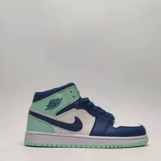 Air Jordan Tênis de Basquete Navy Green High-Top de Couro e Recobrimento Sintético