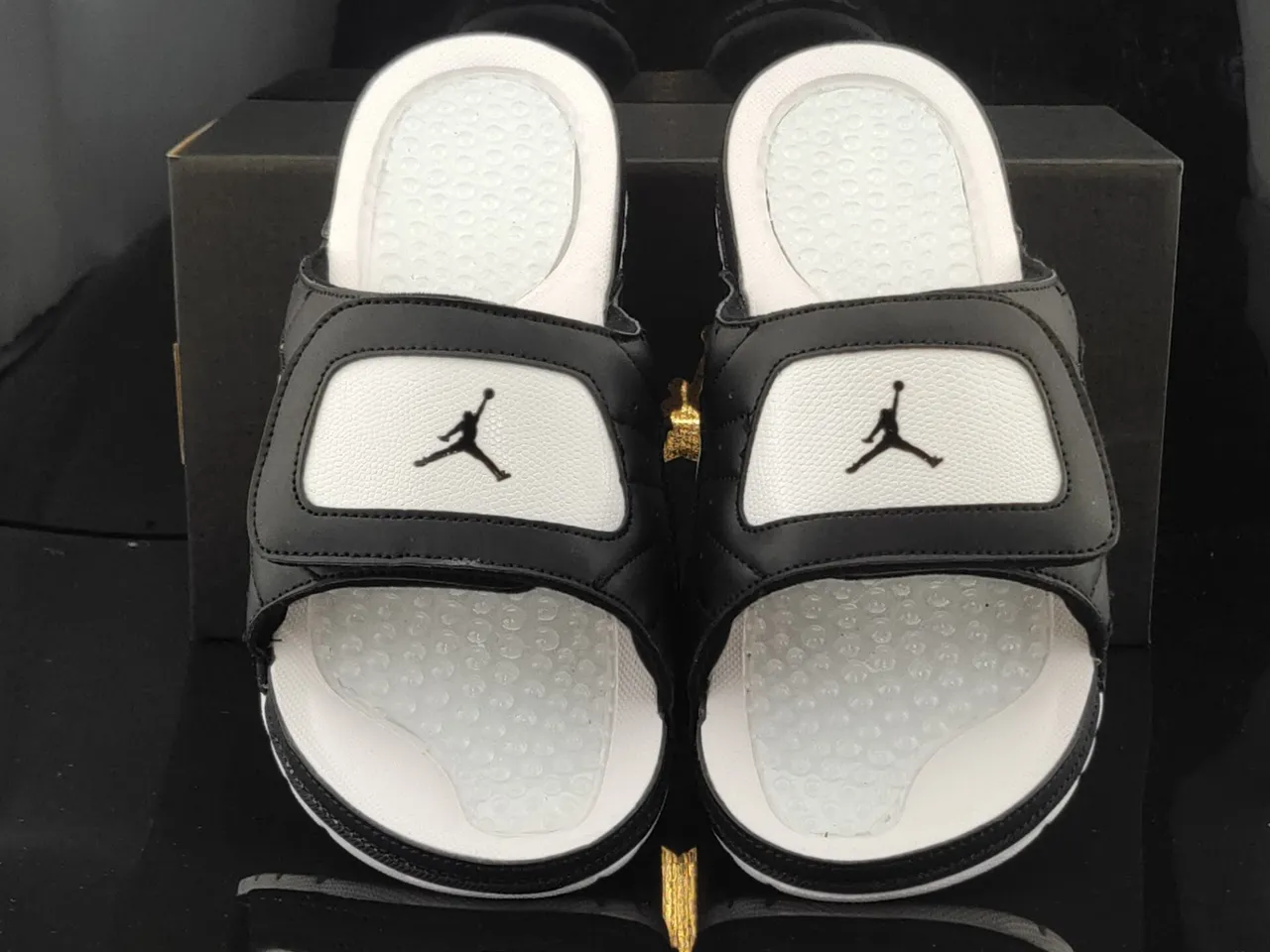 Air Jordan Slide Black and White Quilted Strap Slippers 5