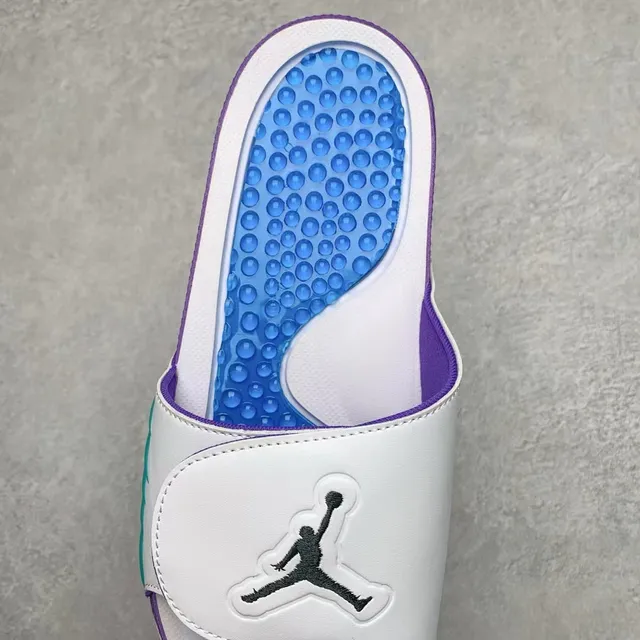 Air Jordan Slide Violet Blanc Bleu Sarcelle Semelle Texturée Sandales 3