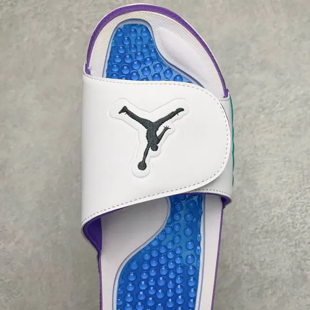 Air Jordan Slide Violet Blanc Bleu Sarcelle Semelle Texturée Sandales 4