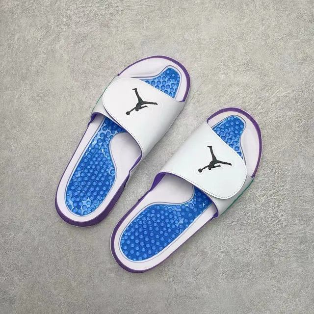 Air Jordan Slide Violet Blanc Bleu Sarcelle Semelle Texturée Sandales 5