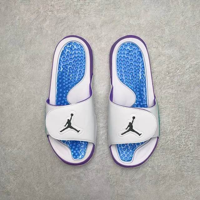 Air Jordan Slide Violet Blanc Bleu Sarcelle Semelle Texturée Sandales 6