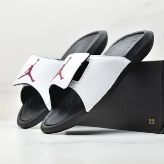 Air Jordan Blanco Negro Sandalia de Dos Correas Suela de Goma Moldeada Chanclas