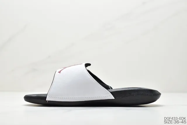 Air Jordan White Black Two-Strap Slide Molded Rubber Sole Slippers 4