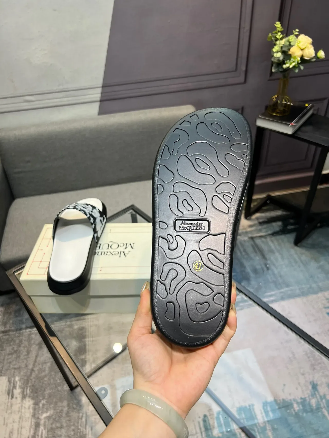 Alexander McQueen Graphic Print Platform Slide Slippers 7