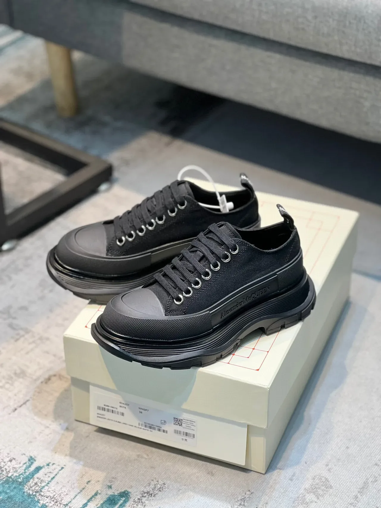 Alexander McQueen Oversized Sneaker Black Canvas Lifestyle Sneakers 7