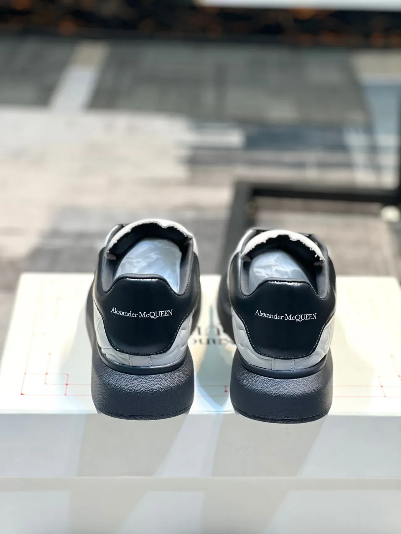 Alexander McQueen Oversized Sneaker Light Gray Black Lifestyle Sneakers 2