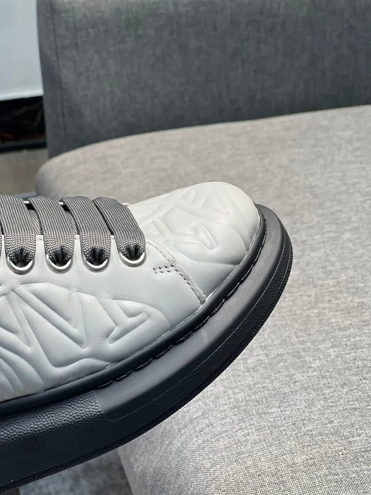Alexander McQueen Oversized Sneaker Light Gray Black Lifestyle Sneakers 3