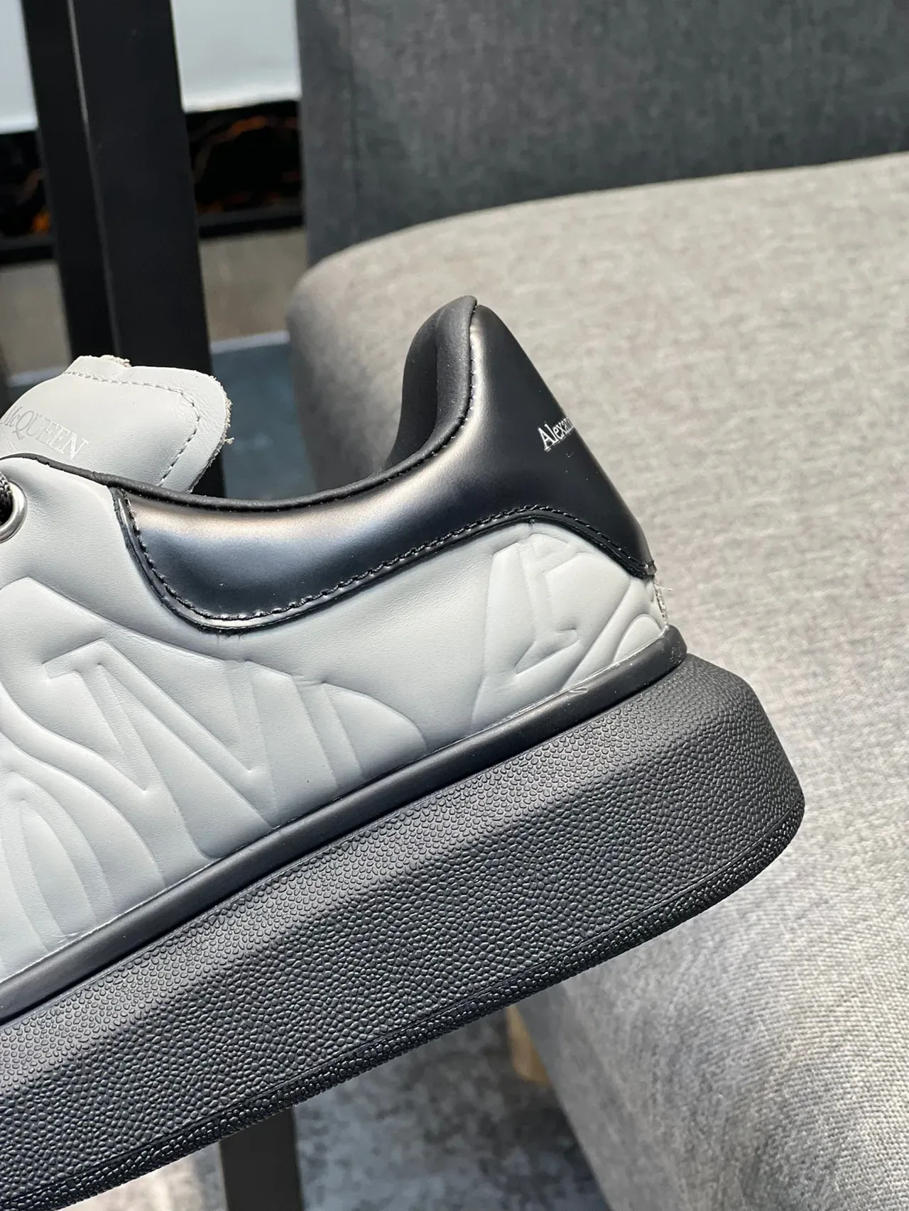 Alexander McQueen Oversized Sneaker Light Gray Black Lifestyle Sneakers 9