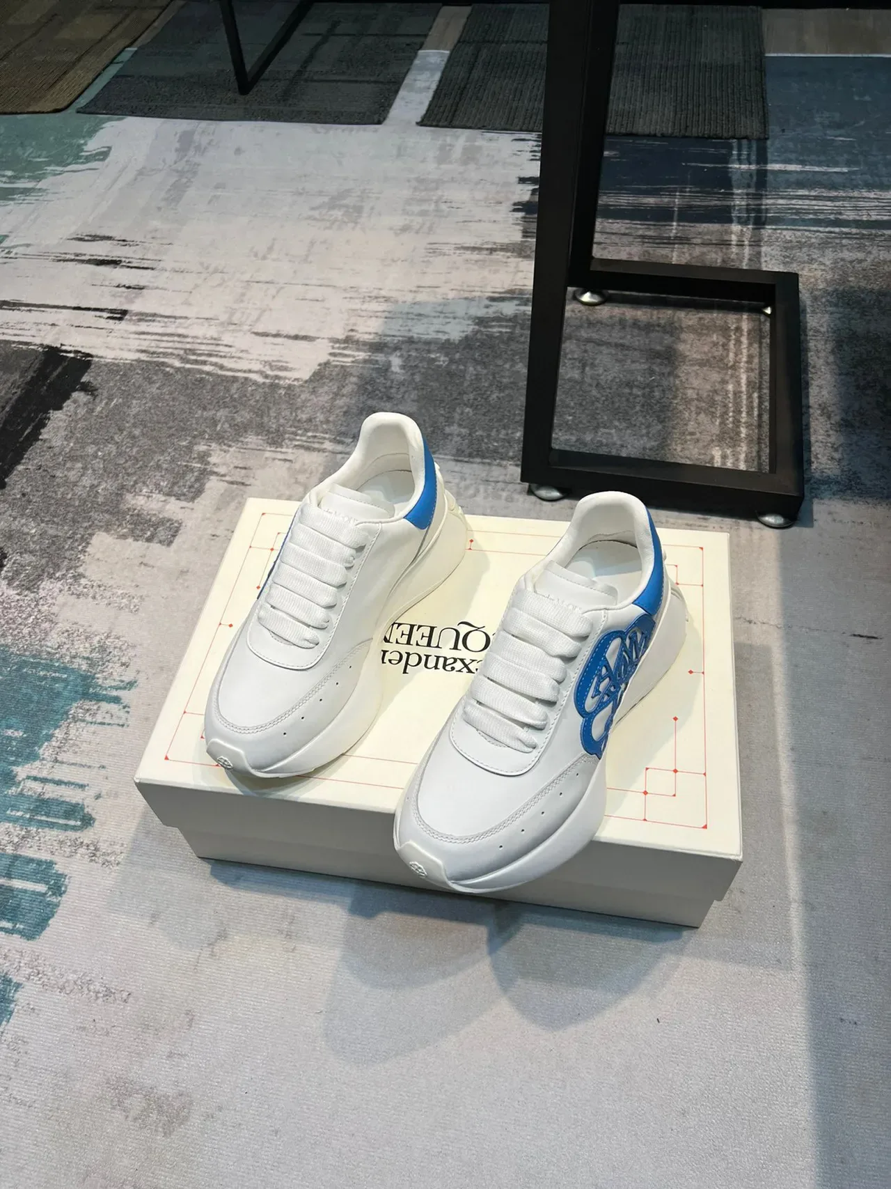 Alexander McQueen Oversized Sneaker White and Blue Chunky Sneakers 5
