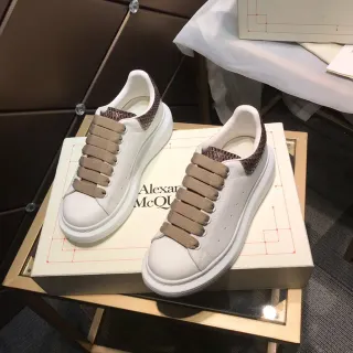 Alexander McQueen Oversized 白色米色 平台厚底 弹力带 系带 生活休闲运动鞋
