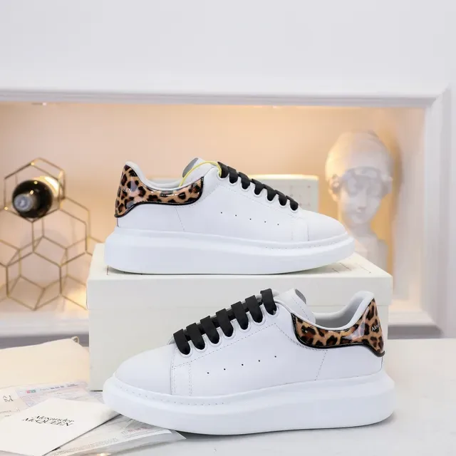 Alexander McQueen Oversized Sneaker White Leopard-Print Heel Lifestyle Sneakers 2
