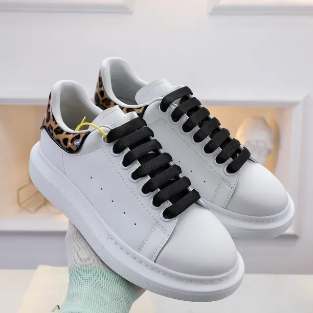 Alexander McQueen Oversized Sneaker White Leopard-Print Heel Lifestyle Sneakers 3