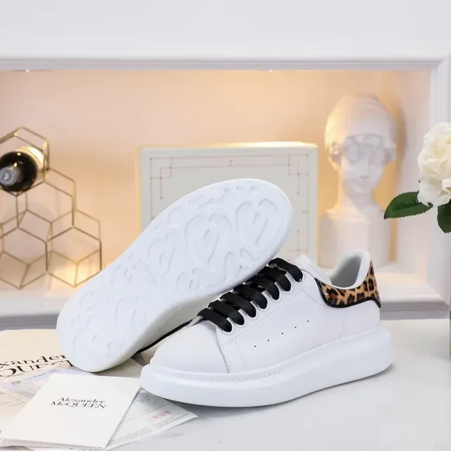 Alexander McQueen Oversized Sneaker White Leopard-Print Heel Lifestyle Sneakers 4