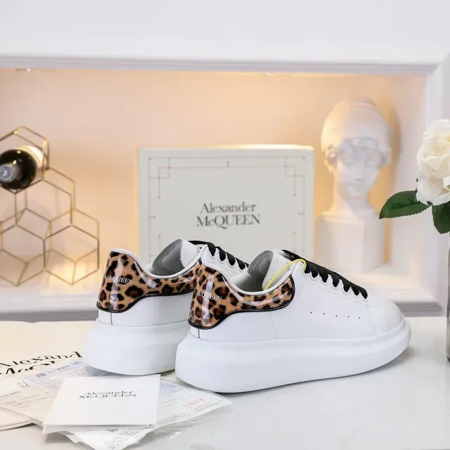 Alexander McQueen Oversized Sneaker White Leopard-Print Heel Lifestyle Sneakers 5