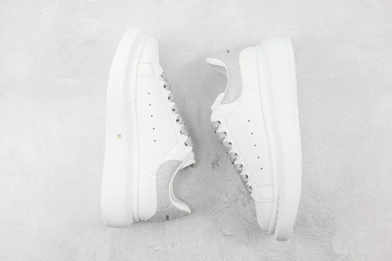 Alexander McQueen Oversized Sneaker White Silver Platform Sole Leather Upper Lifestyle Sneakers 2