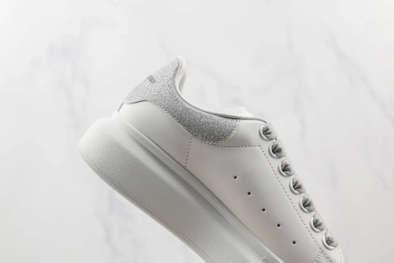 Alexander McQueen Oversized Sneaker White Silver Platform Sole Leather Upper Lifestyle Sneakers 5