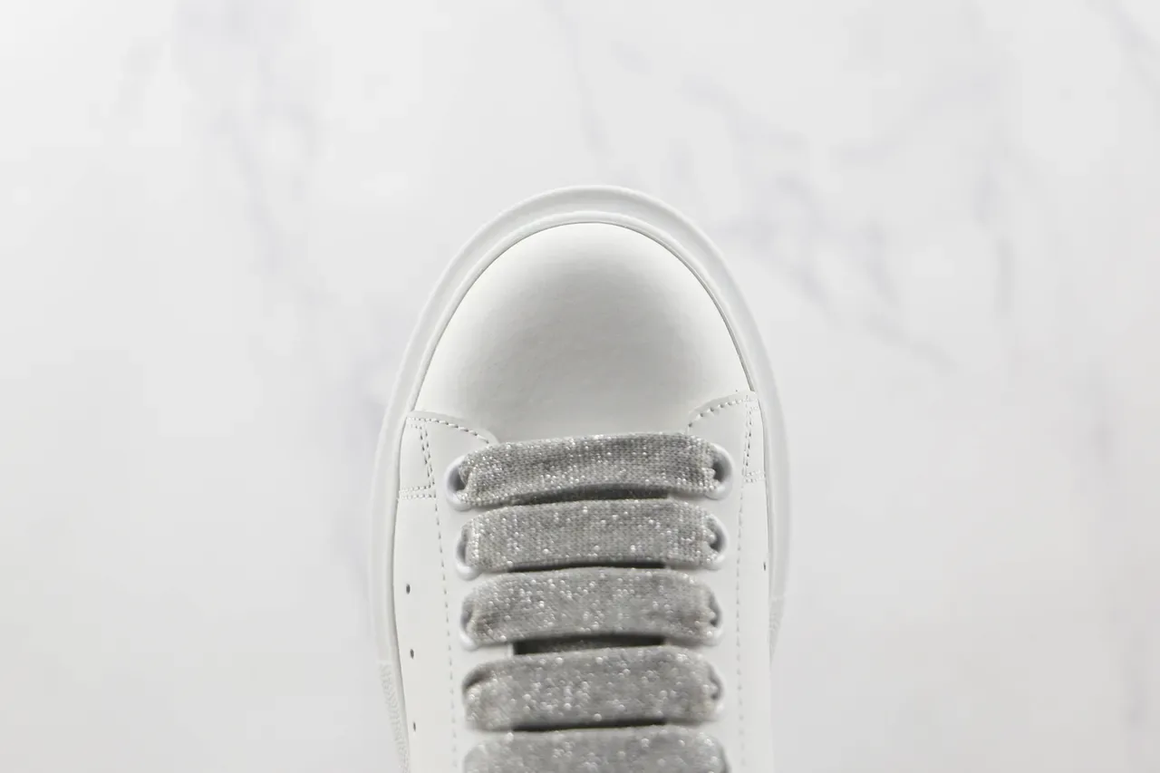 Alexander McQueen Oversized Sneaker White Silver Platform Sole Leather Upper Lifestyle Sneakers 6