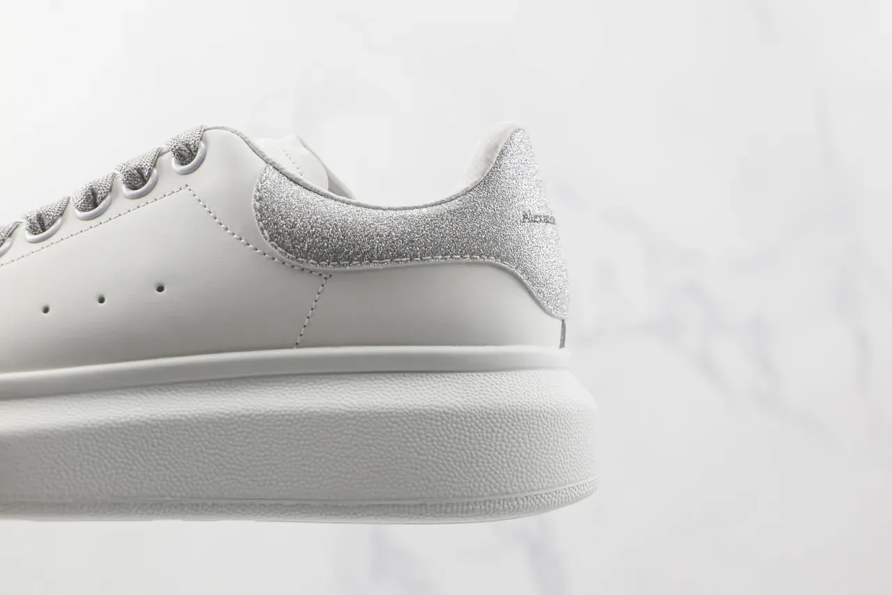 Alexander McQueen Oversized Sneaker White Silver Platform Sole Leather Upper Lifestyle Sneakers 7