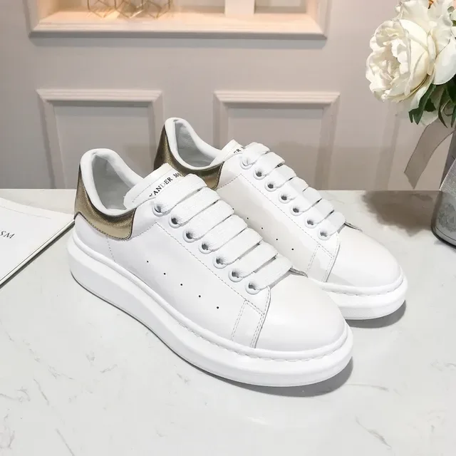 Alexander McQueen Oversized Sneaker White Silver Platform Sole Metallic Heel Counter Lifestyle Sneakers 2