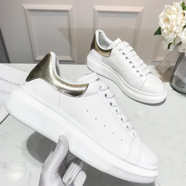 Alexander McQueen Oversized Sneaker White Silver Platform Sole Metallic Heel Counter Lifestyle Sneakers 4