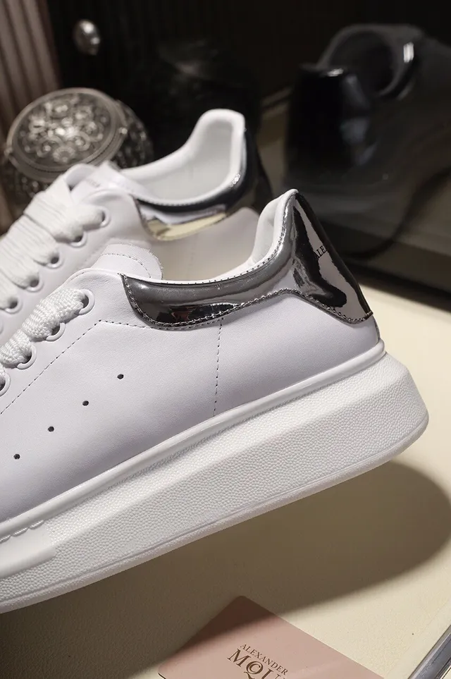 Alexander McQueen Oversized Sneaker White Silver Sole Smooth Leather Lifestyle Sneakers 3