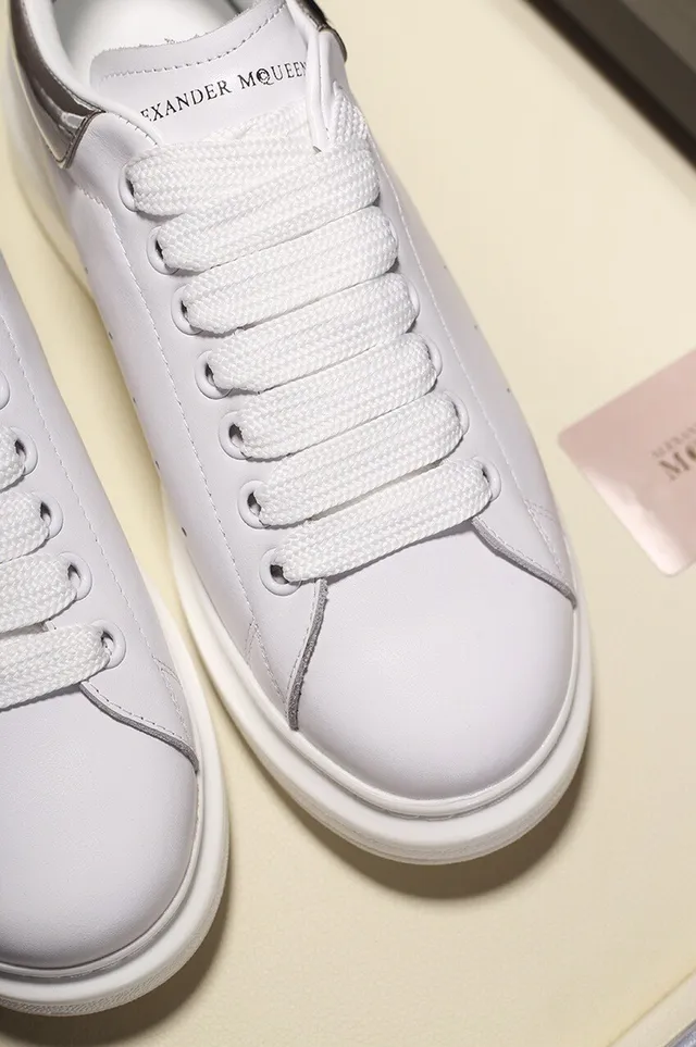 Alexander McQueen Oversized Sneaker White Silver Sole Smooth Leather Lifestyle Sneakers 4