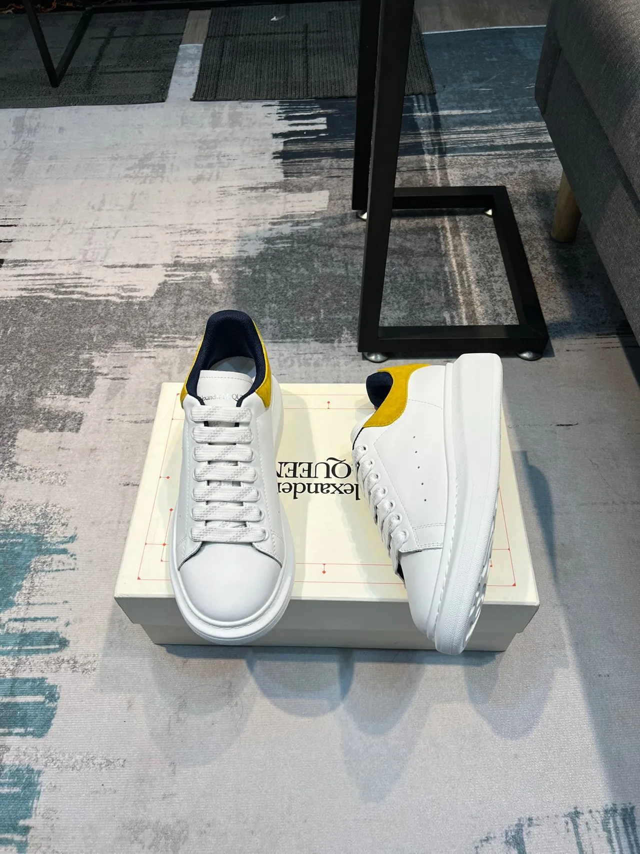 Alexander McQueen Oversized Sneaker White Yellow Navy Lifestyle Sneakers 5