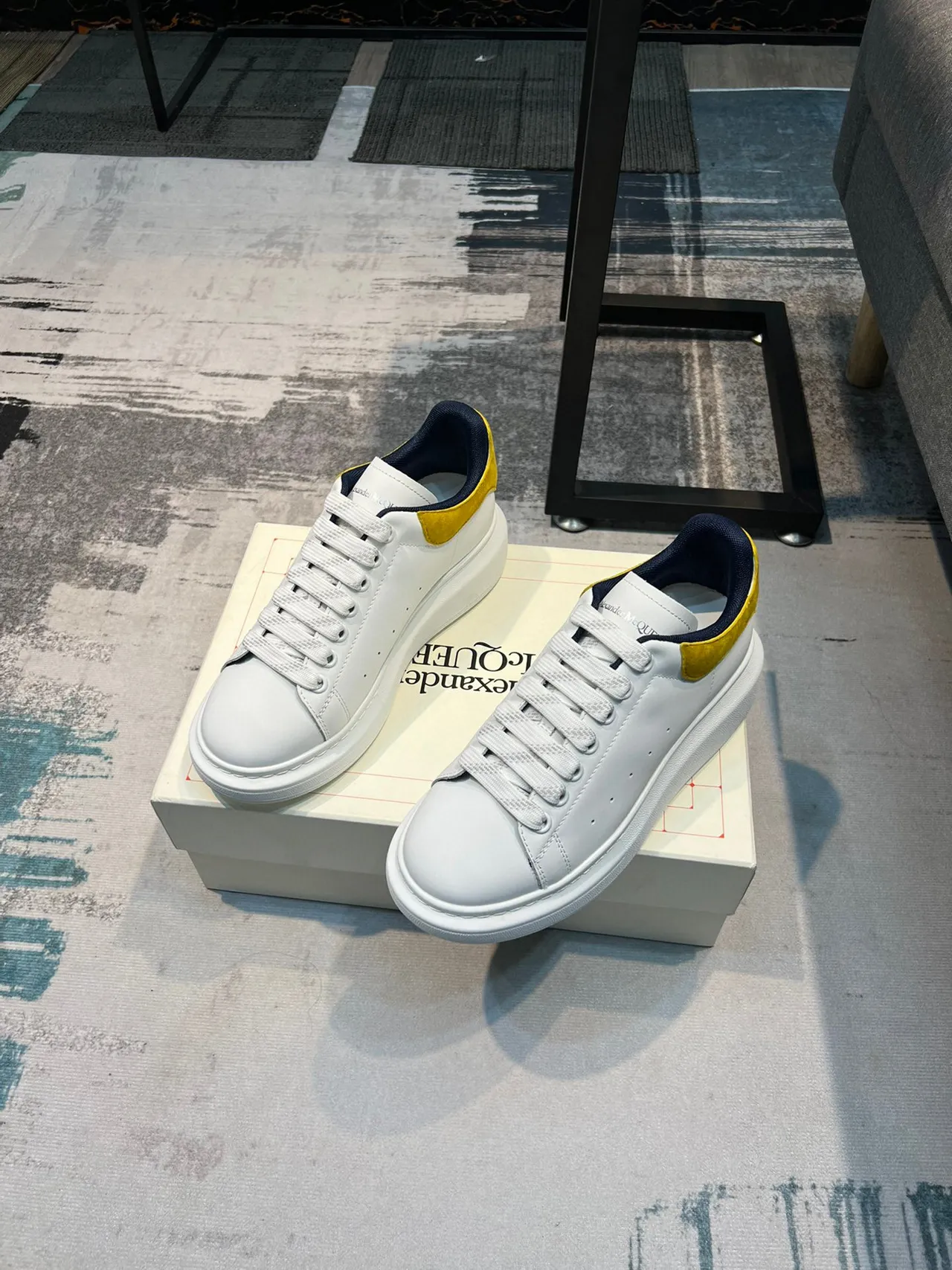 Alexander McQueen Oversized Sneaker White Yellow Navy Lifestyle Sneakers 6