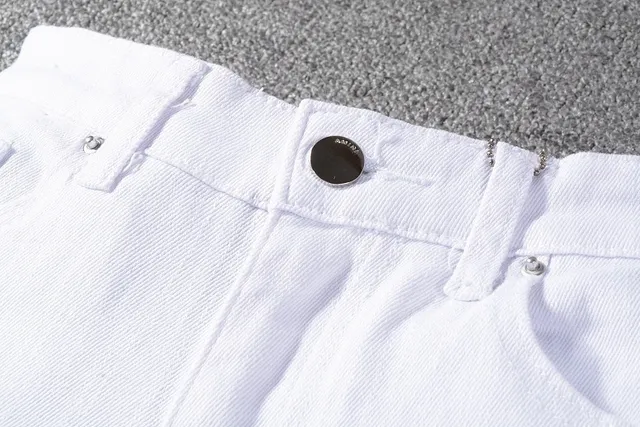 Amiri jeans skinny distressed brancos de denim 11