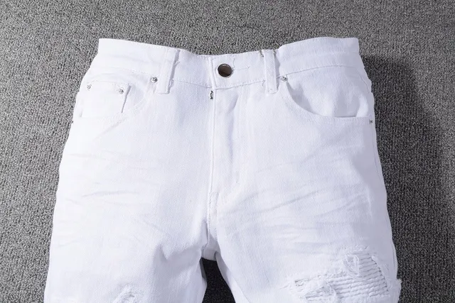 Amiri jeans skinny distressed brancos de denim 12