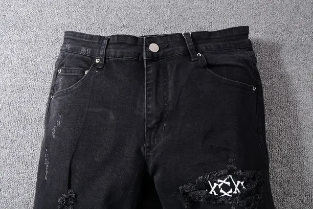 Amiri Calça Jeans Preta Slim-Fit com Desgaste 12
