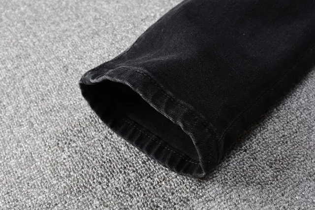 Amiri Calça Jeans Preta Slim-Fit Bordada Gráfica 3