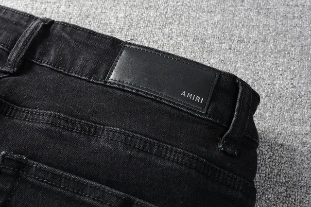 Amiri Calça Jeans Preta Slim-Fit Bordada Gráfica 4