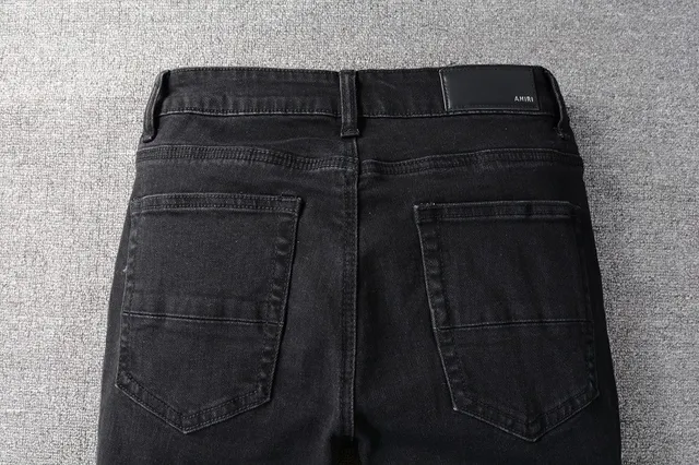 Amiri Calça Jeans Preta Slim-Fit Bordada Gráfica 7