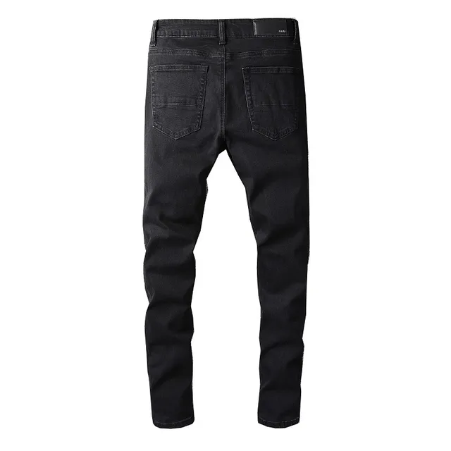 Amiri Calça Jeans Preta Slim-Fit Bordada Gráfica 8