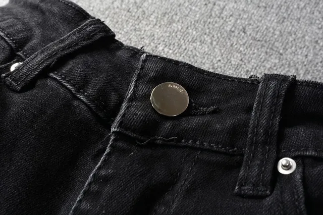 Amiri Calça Jeans Preta Slim-Fit Bordada Gráfica 14