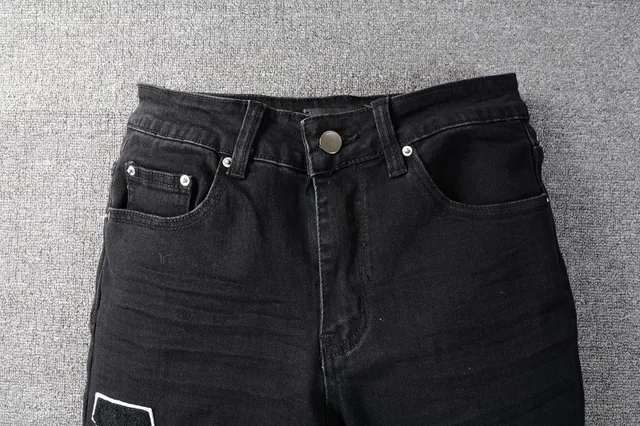 Amiri Calça Jeans Preta Slim-Fit Bordada Gráfica 15