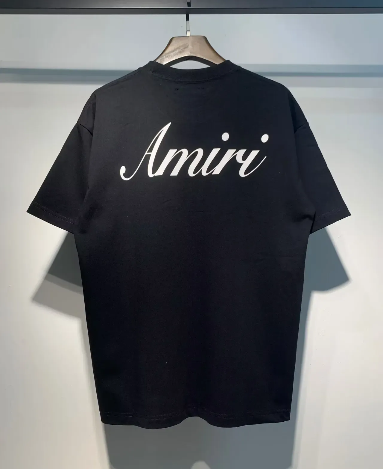 Amiri Script Logo Black and White Oversized T-Shirt 2