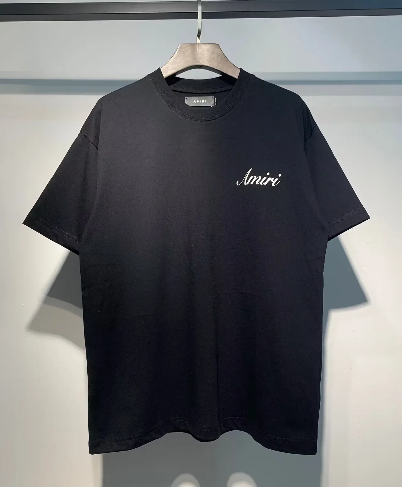 Amiri Script Logo Black and White Oversized T-Shirt 3