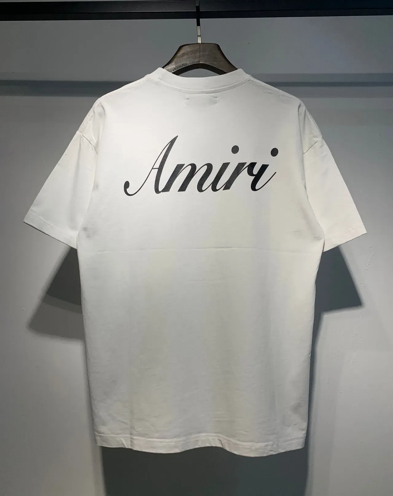 Amiri Script Logo Black and White Oversized T-Shirt 4