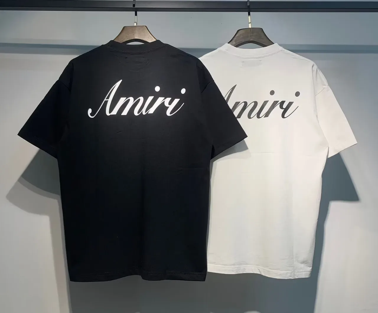 Amiri Script Logo Black and White Oversized T-Shirt 6