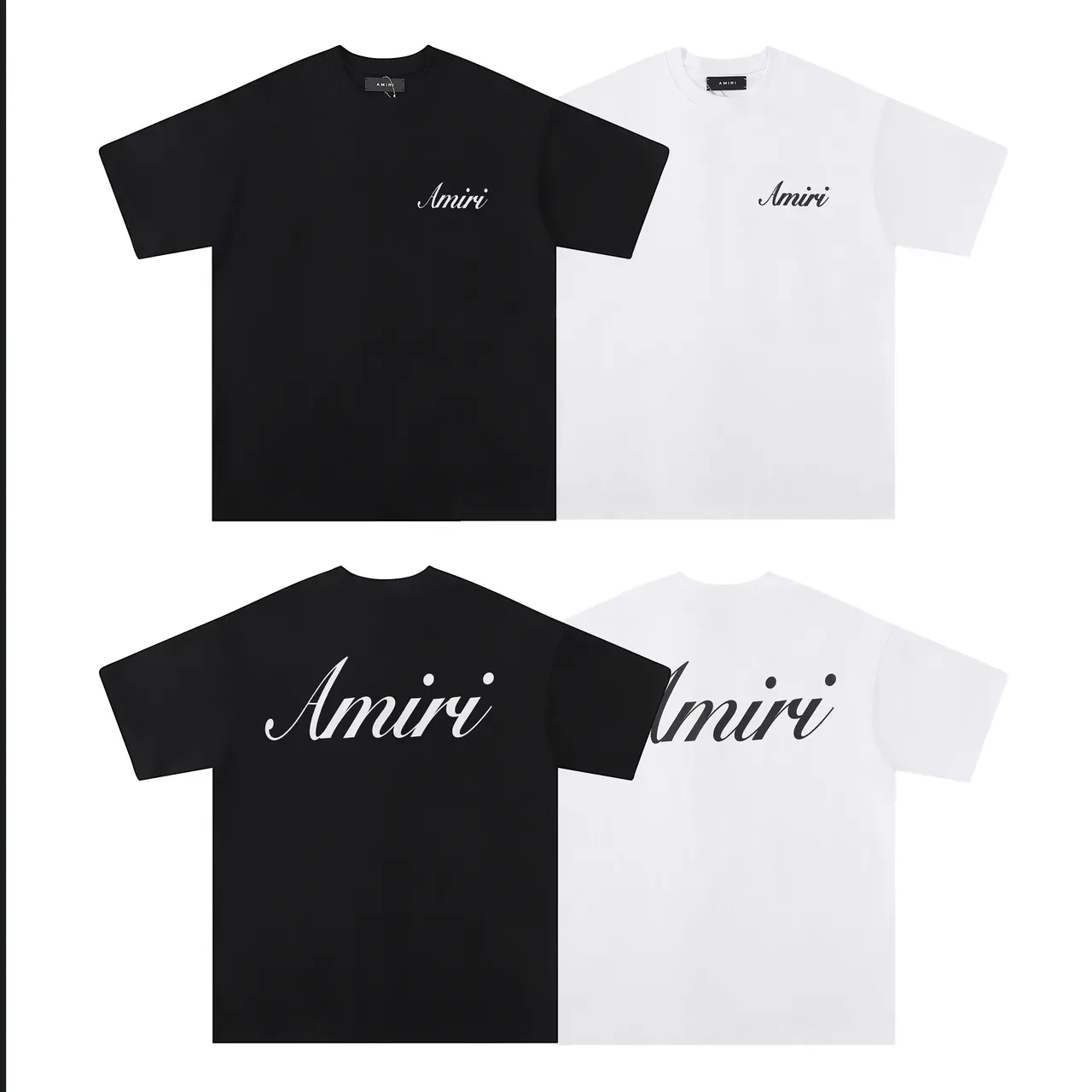 Amiri Script Logo Black and White Oversized T-Shirt 13