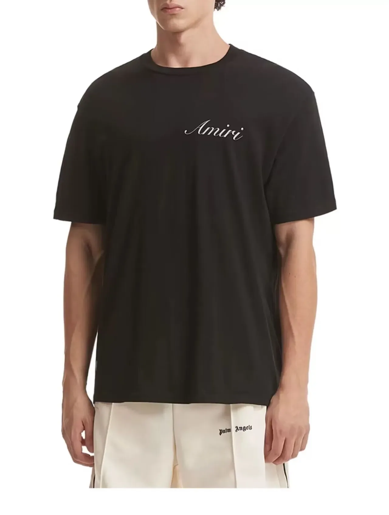 Amiri Script Logo Black and White Oversized T-Shirt 14