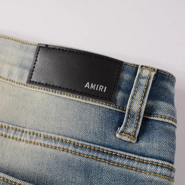 Amiri Skel Top नीला भूरा डिस्ट्रेस्ड स्लिम फिट जींस 9