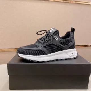 Armani Exchange Black and White Ribbed Knit Chunky Sneakers