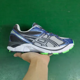 ASICS 蓝绿工程网面鞋面银色虎纹笼跑鞋