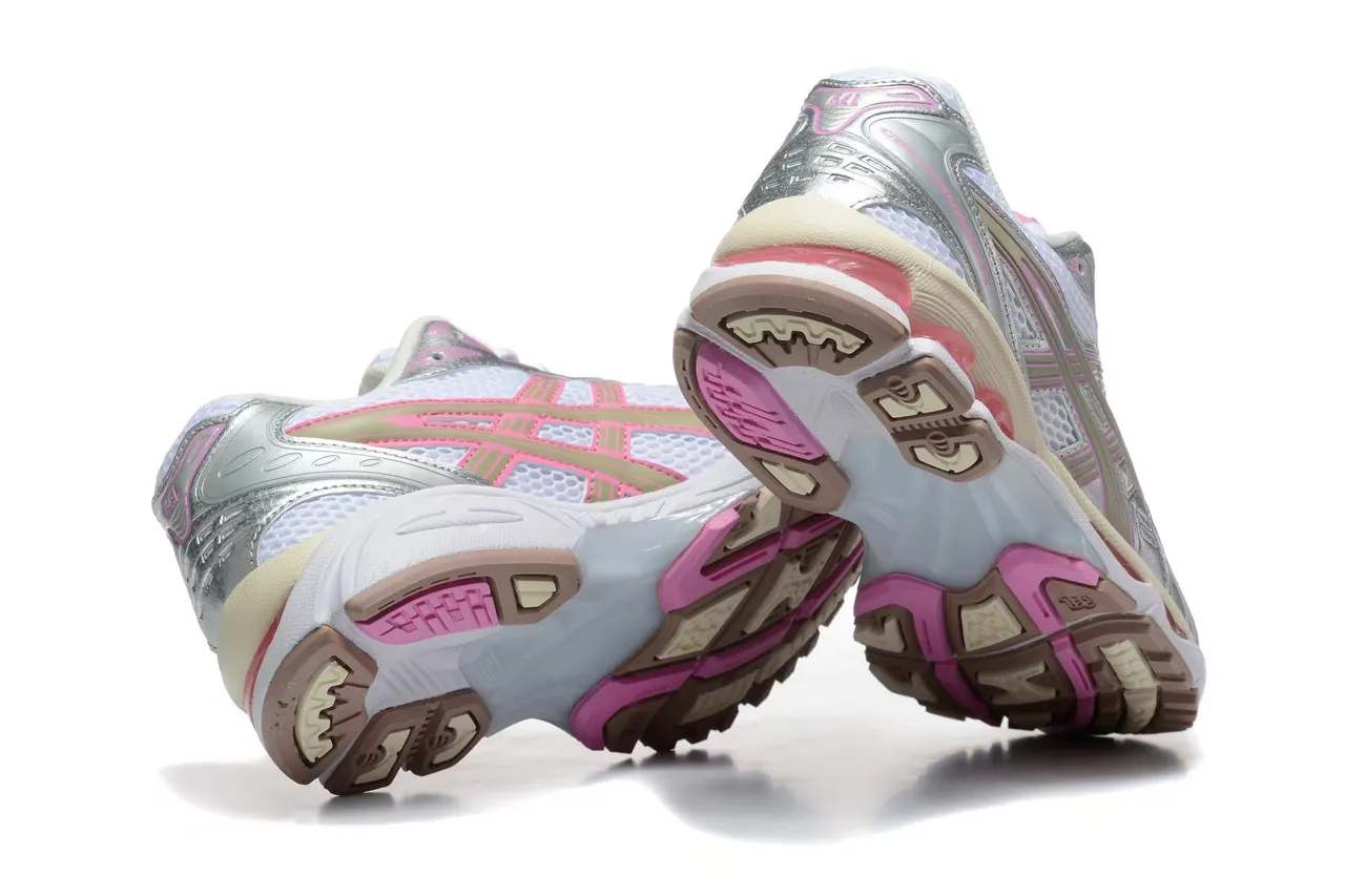 ASICS Gel-Kayano White Silver Pink Running Shoes 5