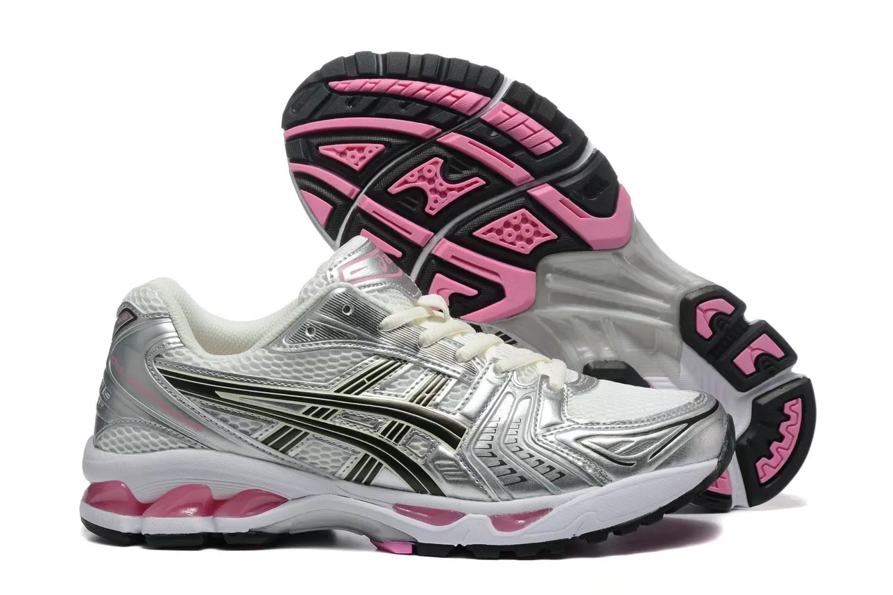ASICS Silver Pink Metallic Synthetic Overlays White Mesh Base Running Shoes 4